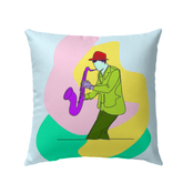 Male Saxophonist Outdoor Pillow - Beyond T-shirts